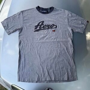 Grey Y2K Aero embroidered logo t-shirt